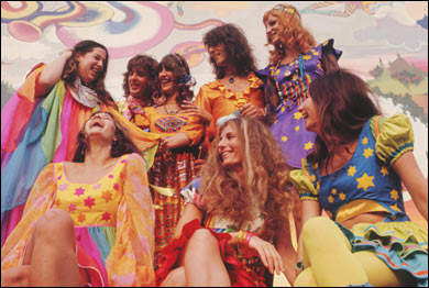 The Fool with Mama Cass Elliot in front of the Aquarius Theatre.